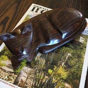 Hand Carved Dark Wood Cat Decor Possibly Ironwood!